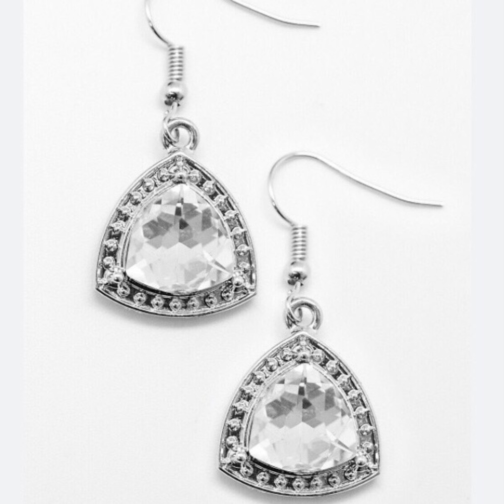 Paparazzi Midnight Social Sparkly Rhinestone Dangle Earrings Prom